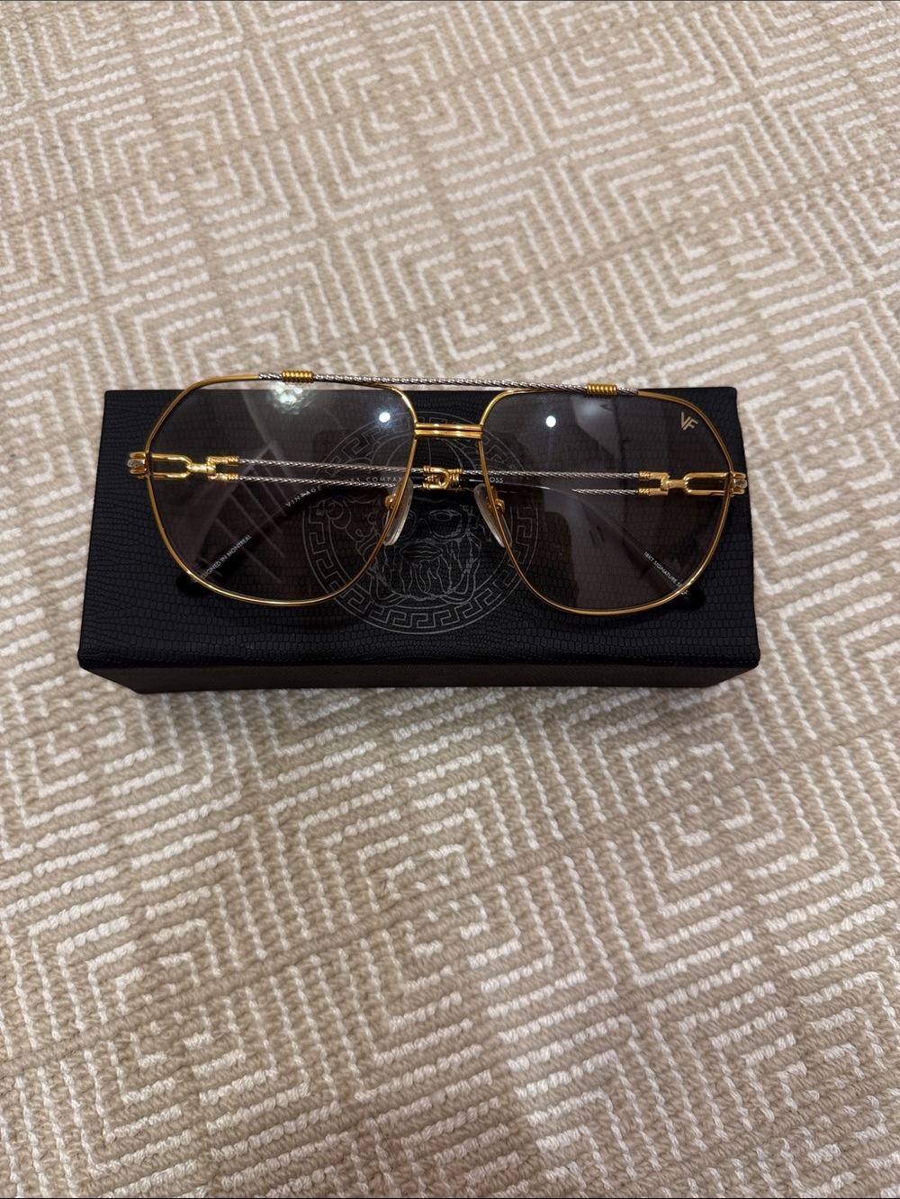 Gold Aviator Women’s Sunglasses with Gradient Gray Lenses